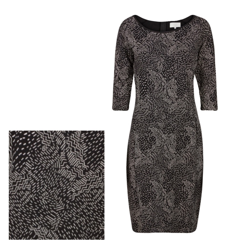 Jersey Dress Black by Numph Size Medium 3/4 Sleeves Midi Length in Black